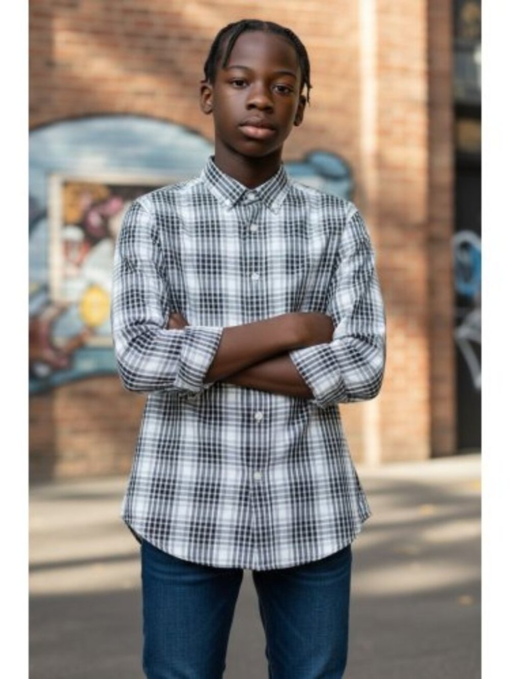 SWISS CROSS Blue Plaid Long Sleeved Button Front Shirt Boys Size 7
